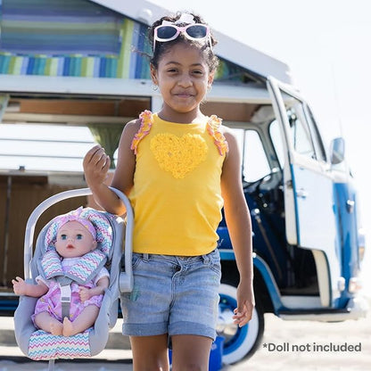 Adora Baby Doll Car Seat Carrier with Removable Cover - Machine Washable, Fits Most Dolls and Stuffed Animals Birthday Gift For Ages 2+