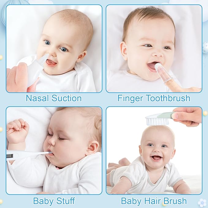 Little Angel Baby Healthcare and Grooming Kit, Safety Newborn Nursery Care Set, with Hair Brush Comb, Nail Clipper, Nasal Aspirator for Newborn Infant Baby Girls Boys