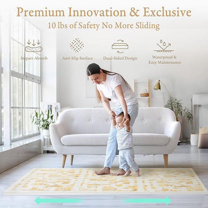 Super 1 Inch Thick Premium Quality Exercise & Baby Foam Play Mats - Expandable & Large Non-Toxic Odorless Floor Mat 6 Tiles 6x4ft -