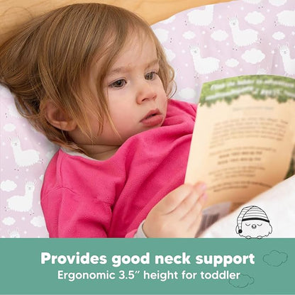Toddler Pillow with Pillowcase - 13x18 My Little Dreamy Pillow, Organic Cotton Toddler Pillows for Sleeping, Kids Pillow, Travel Pillows, Mini Pillow, Nursery Pillow, Toddler Bed Pillow (Alpacas)