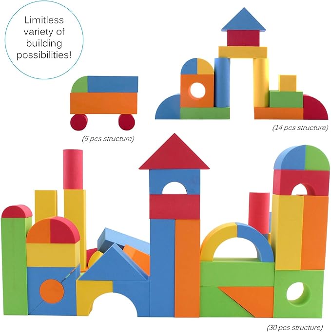 113 Piece Large Foam Building Blocks with Different Shapes and