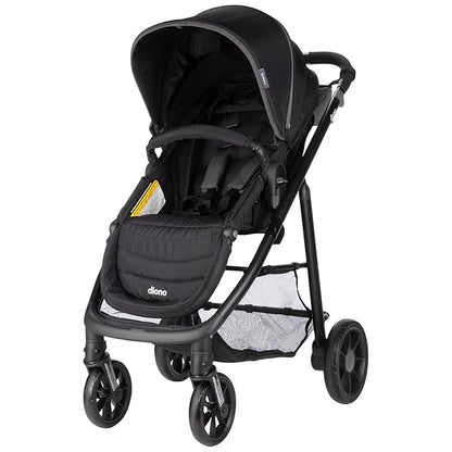 Diono Quantum 4 3-in-1 Travel System with LiteClik 30 R SafePlus Infant Car Seat and Base, Rear-Facing for Infants 4-30lbs, Includes Infant Car Seat Folding Stroller and Toddler Seat (Black Jet)