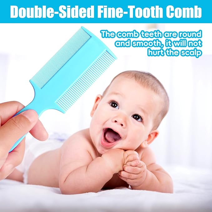 Cradle Cap Brush for Babies, 5Pcs Cradle Cap Treatment Set with Soft Bristle Brushes Silicone Scrubber Long Comb for Newborn Bathing Essentials Baby Brush and Comb Set (Blue)