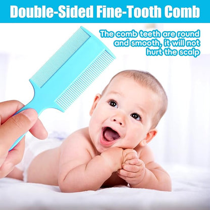 Cradle Cap Brush for Babies, 5Pcs Cradle Cap Treatment Set with Soft Bristle Brushes Silicone Scrubber Long Comb for Newborn Bathing Essentials Baby Brush and Comb Set (Blue)