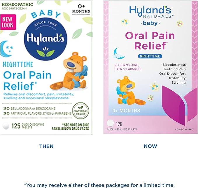 Hyland's Baby Nighttime Soothing Tablets with Chamomilla, Natural Relief of Oral Discomfort 125 Count
