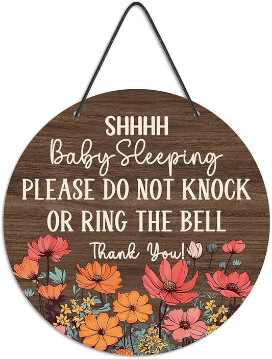 Putuo Decor Shh Baby Sleeping Door Sign for Front Door