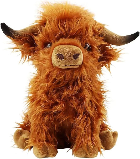 Stuffed Animals Highland Cows Cute Stuff Fluffy Cattle Dolls Skeleton (11 inches,Brown)