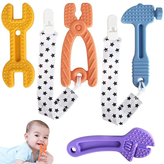 Fu Store 4 Pack Soft Silicone Teething Toys for Toddlers