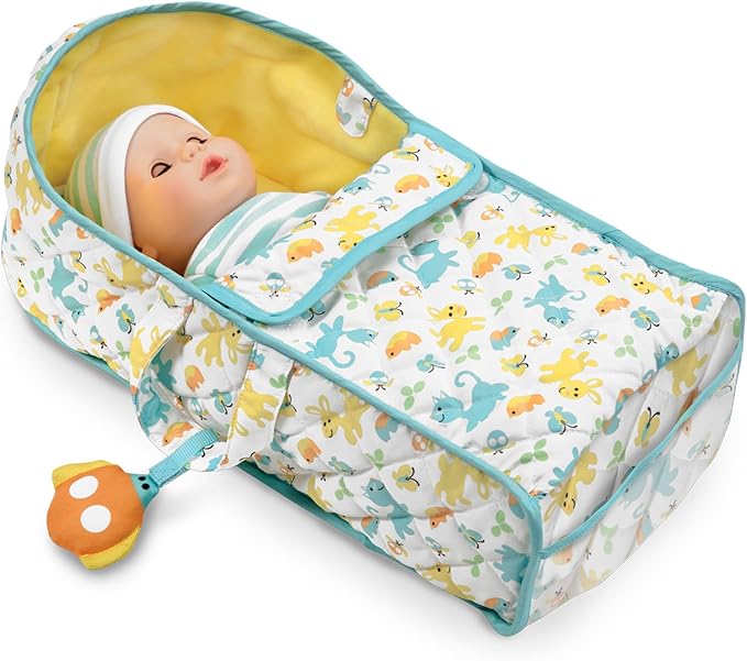 Melissa & Doug Mine to Love Bassinet Play Set Portable Carrier for Dolls with Crinkle Toy, for 3+ years