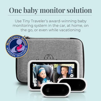 Tiny Traveler Baby Car Camera for 2 Kids, 5” Touch Screen Baby Car Monitor, No WiFi Baby Camera for Car Home Travel Roadtrip – Rear-Facing Car Seat Monitor Night Vision Baby Reminder Alert - Black