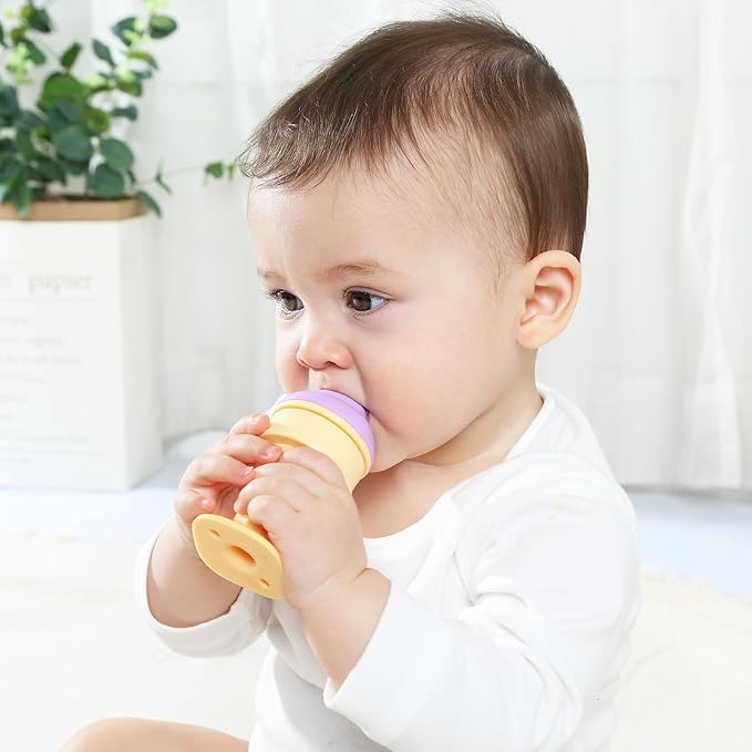 Smily Mia Baby Freezable Teething Toys for Teething Relief, Baby Ice Cream Cone Teether for 6-12Months