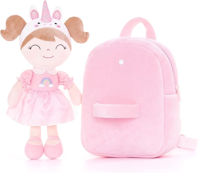 Gloveleya Toddler Backpack Kids Backpack soft unicorn Girl Doll Backpacks 9"