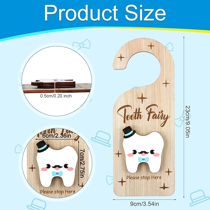 Tooth Door Hanger, Wooden 3D Lost Tooth Keepsake Box
