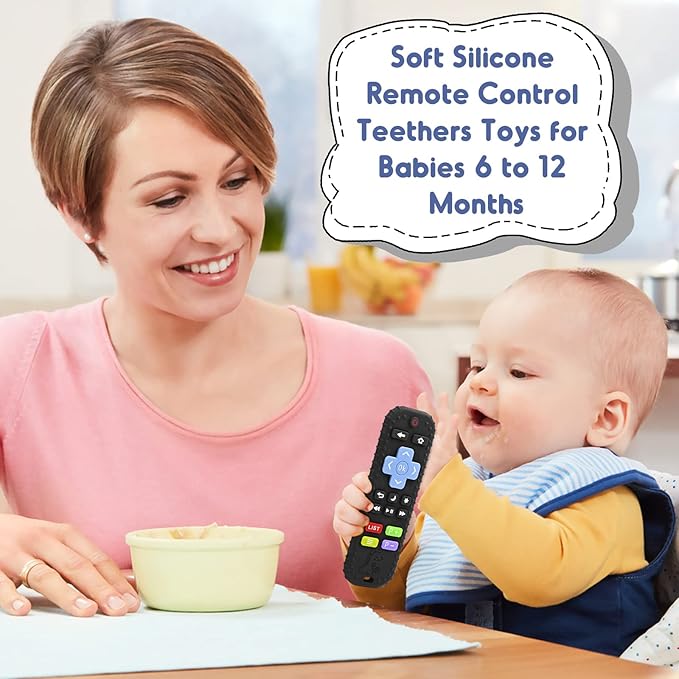 Teething Relief Teethers Toys for Babies 3-6 12 Months Gifts, Silicone Remote Control Baby Teether Bath Toys for 3 6 9 Months Newborn Infant Boy Girl Autism