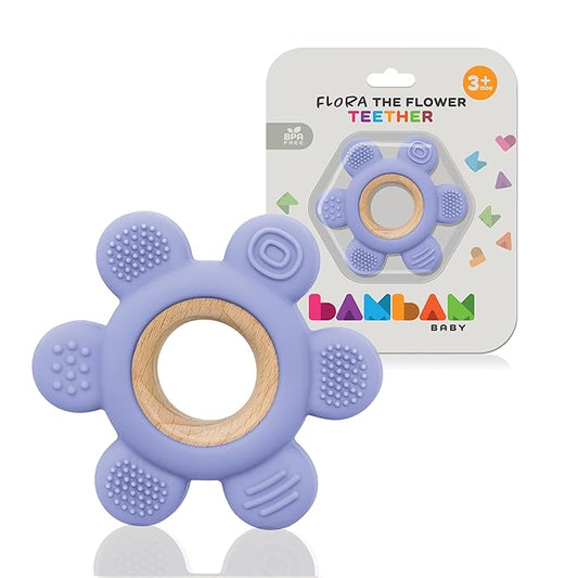 BAMBAM Baby Premium Silicone Teething Ring Toy ??100% BPA Free, Child Safety Tested 0-6, 3-6 6-12 Months