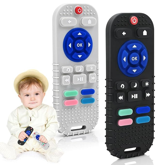 AiTuiTui Teething Relief Teethers Toys for Babies 3 6 9 12 Months Gifts, Silicone Sensory Remote Control Baby Teether Toy for Babies Newborn Infant Boy Girl Autism Toys