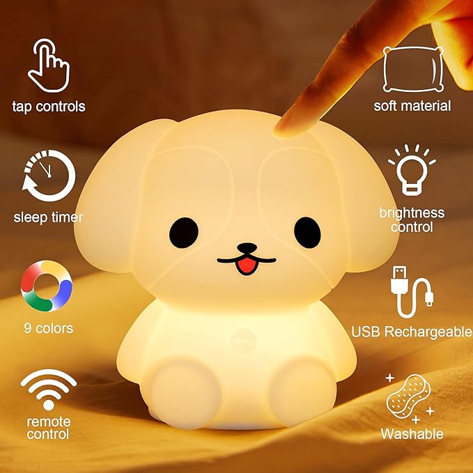 ShaArkMango LED Night Light for Kids Toddler Bed Room Decor Aesthetic, Bedside Nursery Night Lamp for Breastfeeding Animal Baby NightLight Sleep Aid Color Changing Dimmable &Timer BPA Free Silicone
