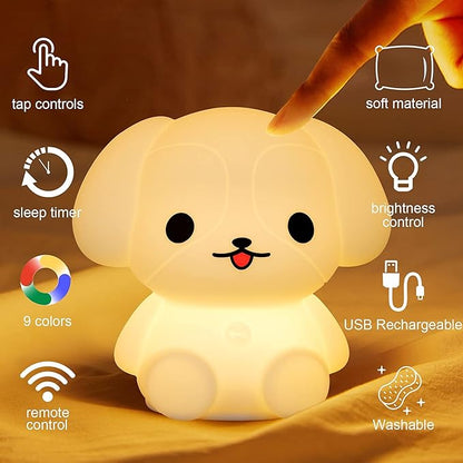 ShaArkMango LED Night Light for Kids Toddler Bed Room Decor Aesthetic, Bedside Nursery Night Lamp for Breastfeeding Animal Baby NightLight Sleep Aid Color Changing Dimmable &Timer BPA Free Silicone