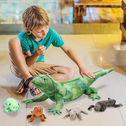 HyDren 5 Pcs Stuffed Iguanas Plush Toy Set 26 Inch 4 Babies