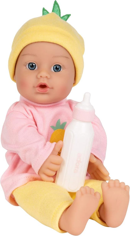ADORA 11" Soft Cuddly Baby Doll with Blue Eyes, Blonde Hair, Bottle, Beanie, Pink/Yellow - Amazon Exclusive