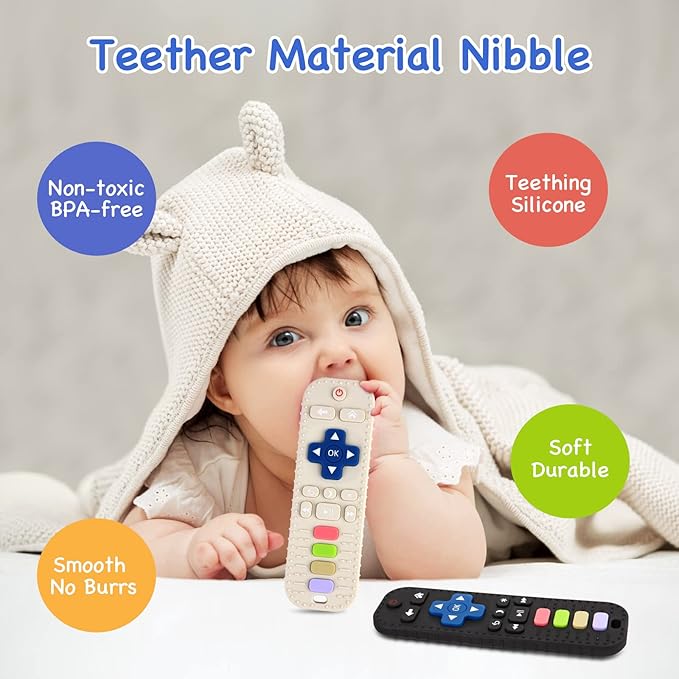 Hooku 2 Pack Silicone Teethers for Babies 0-6 Months, Teething Toys for Babies 6-12 Months 0-3 Months,