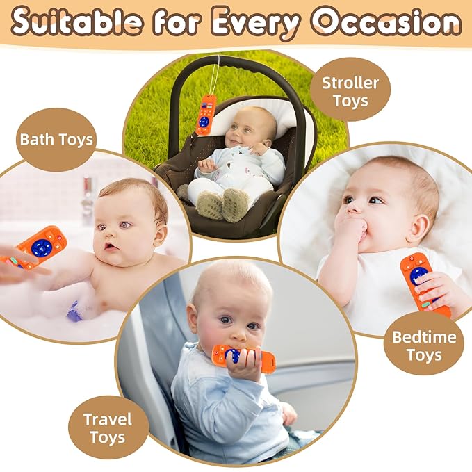 AiTuiTui Baby Teether for Teething Relief Baby Toys 3 6 9 12 Months, Silicone Baby Teether Toy for Babies Remote Control Newborn Infant Boy Girl Autism for Baby Gifts