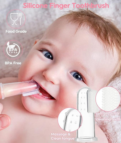 Baby Healthcare and Grooming Kit, Safety Newborn Nursery Baby Care Kit, with Hair Brush Comb, Nail Clipper, Thermometer, Pacifier Clip, Baby Registry Search, Newborn Essentials Girls Boys (Pink)