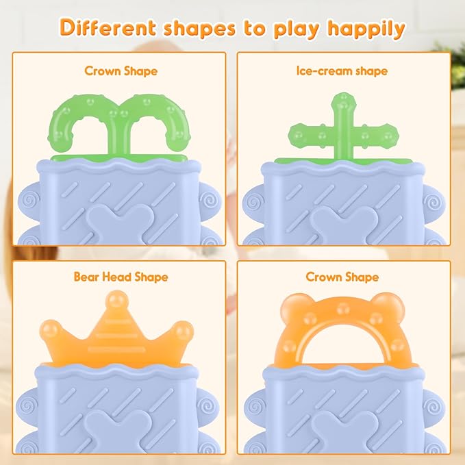 NPET 3-in-ONE Teethers for Babies 3-6 Months, Convertible Teething Relief 6-12 Months