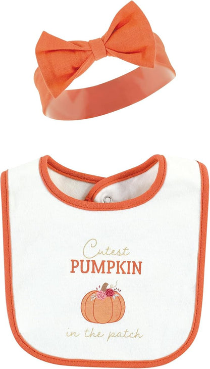 Hudson Baby Unisex BabyCotton Bib and Headband or Caps Set