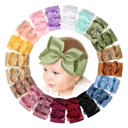doboi 20PCS Baby Bows Baby Girl Headbands Nylon Hairbands