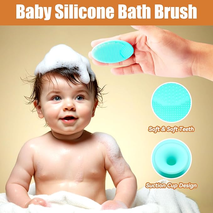 Wooden Baby Hair Brush and Comb Set, 3Pcs Natural Soft Goat Bristles Brush Cradle Cap Comb Baby Shower Scrubber Perfect Scalp Grooming Product for Newborns, Toddlers, Infant (Green)