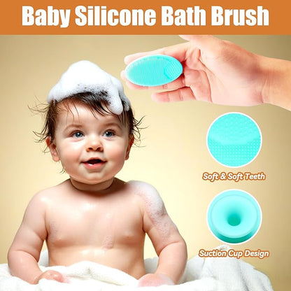 Wooden Baby Hair Brush and Comb Set, 3Pcs Natural Soft Goat Bristles Brush Cradle Cap Comb Baby Shower Scrubber Perfect Scalp Grooming Product for Newborns, Toddlers, Infant (Green)