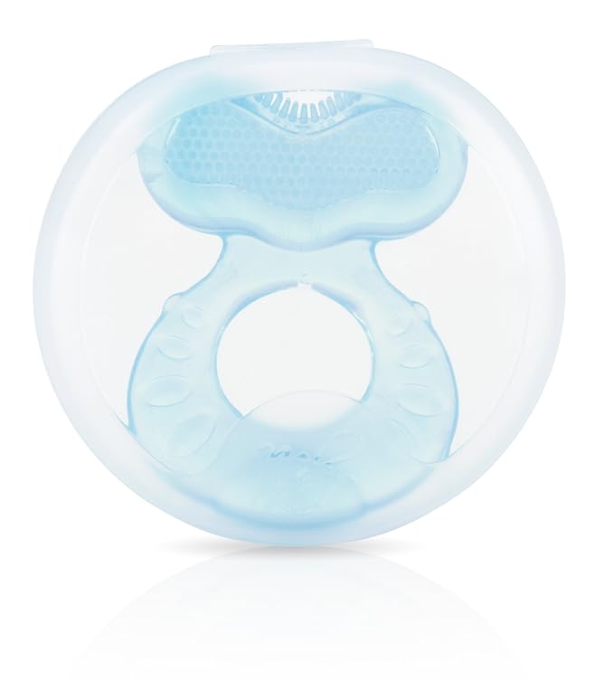 Nuby Silicone Teethe-EEZ Teether with Bristles, Includes Hygienic Case