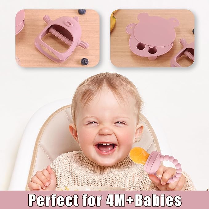 Baby Fruit Feeder Pacifier - 3 Pack | 1 Baby Food Feeder & 1 Baby Teether & 1 Baby Popsicle Molds