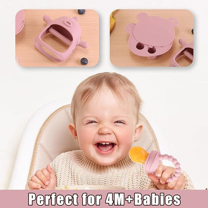 Baby Fruit Feeder Pacifier - 3 Pack | 1 Baby Food Feeder & 1 Baby Teether & 1 Baby Popsicle Molds