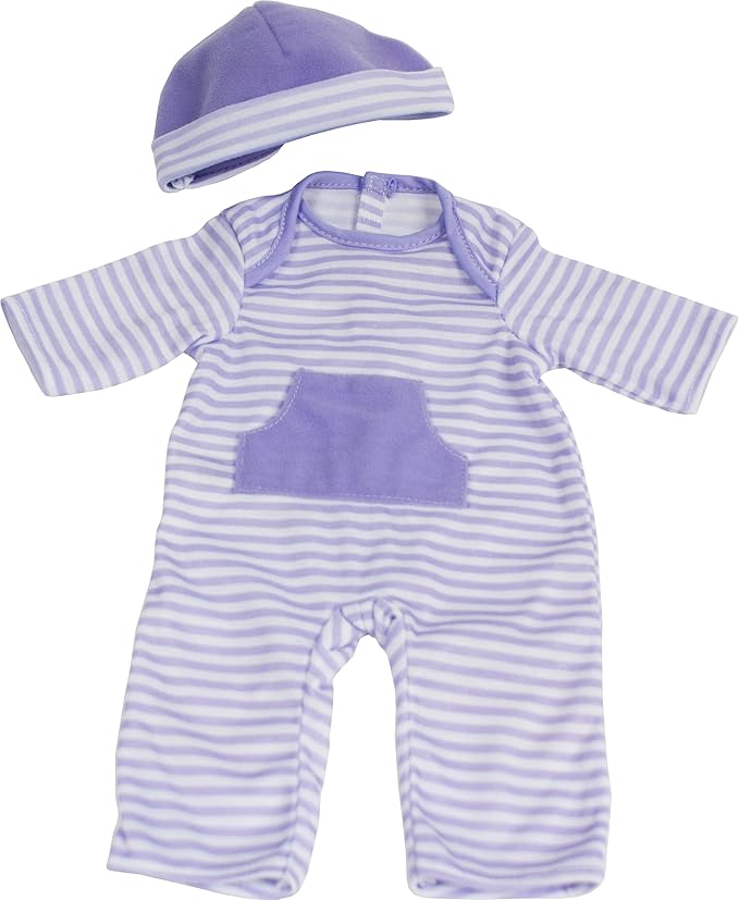 JC Toys | 4 Assorted Baby Doll Rompers and Hats 2+ | 10"- 12"