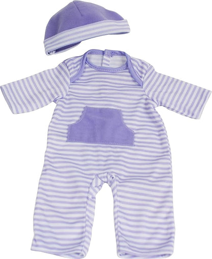 JC Toys | 4 Assorted Baby Doll Rompers and Hats 2+ | 10"- 12"