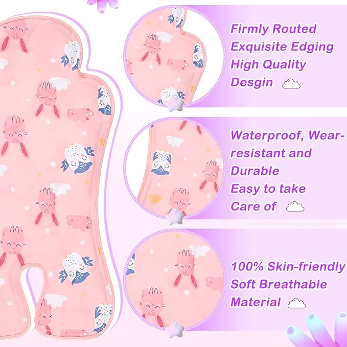 Pinkunn Gel Car Seat Baby Cooling Pad for Summer Breathable Stroller Cooler Pad Multifunctional Carseat Cooling Mat for Baby Child Dining Chair Safety Seat Stroller(Pink,Rabbit)