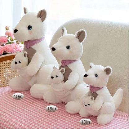 Kangaroo Stuffed Animal Plush Doll - Mother Kangaroo with Removable Child Kangaroo Plushies, Adorable Plushie for Ages 3 and Up (White,10.23 inch)