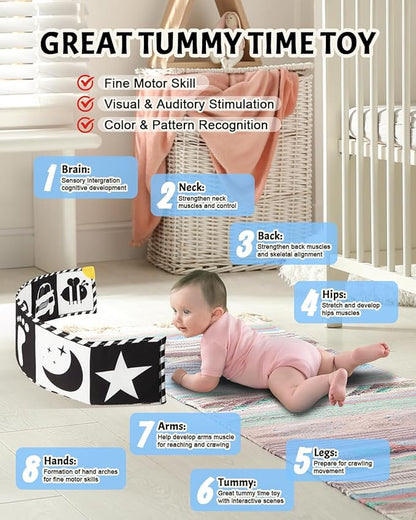 Newborn Toys, High Contrast Baby Books with Teether 0-6-12 Months