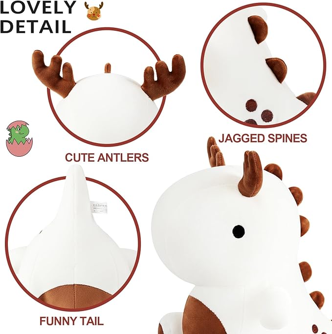 Ditucu Cute Dinosaur Stuffed Animals Toys Wear Antler Plush Dolls 12 inch