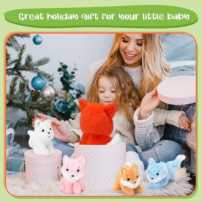 HyDren 5 Pcs Fox Plush Toy Set 14 Inch Mommy 4 Cute