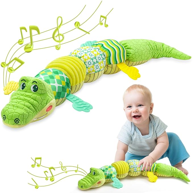Baby Toys 0 to 12 Months, Musical Stuffed Animal Activity Soft Toys with Multi-Sensory Crinkle