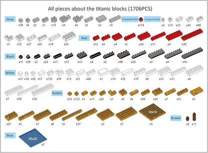 Titanic Micro Mini Building Blocks Set, 1860pcs 3D Titanic Model Building Set Blocks, DIY Bricks Toys Gift for Adults and Kids (1860 pcs)