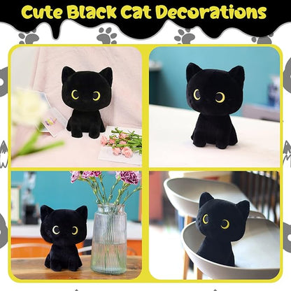 Black Cat Plush Toy, Cute Black Cat Stuffed Animals Kawaii Black Cat Plushie Doll