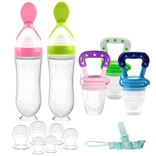 Food Feeder Baby Fruit Feeder Pacifier (3 Pcs) with 6 2 PCS 90ML with 2 Baby