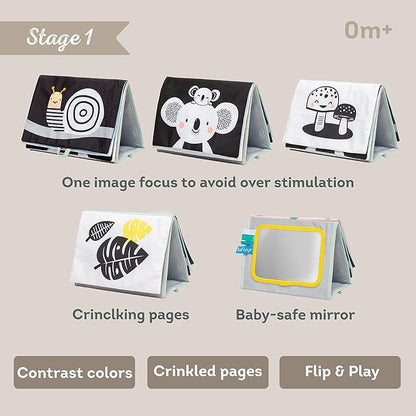 Tummy Time Toys High Contrast Baby Book. Fun, Interactive Crinkle