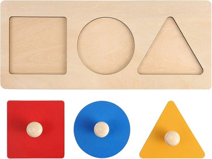 1 Set Geometric Panel Wood Knob Puzzle Wooden Geometry Puzzle