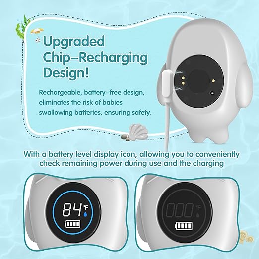 Rechargeable Bath Thermometer Baby Safety, Bath Temp Thermometer for Tub