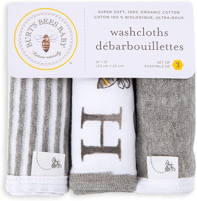 Washcloths, Absorbent Knit Terry 100% Organic
